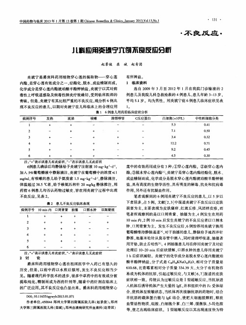 儿科应用炎琥宁六例不良反应分析