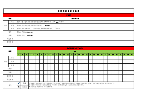 每日学习情况记录表