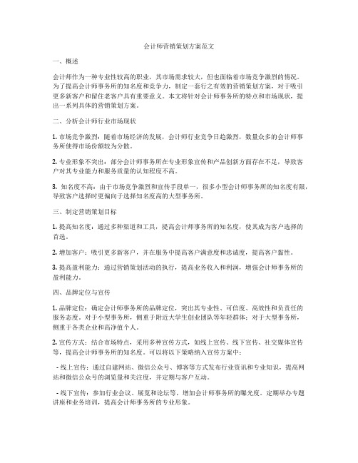 会计师营销策划方案范文