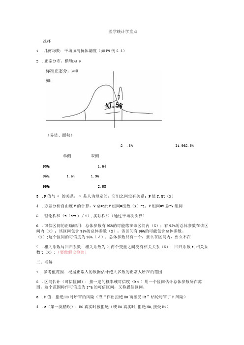 医学统计学重点重点知识总结