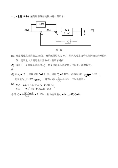 北航933控制工程综合2015tijie