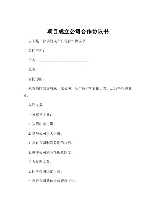 项目成立公司合作协议书