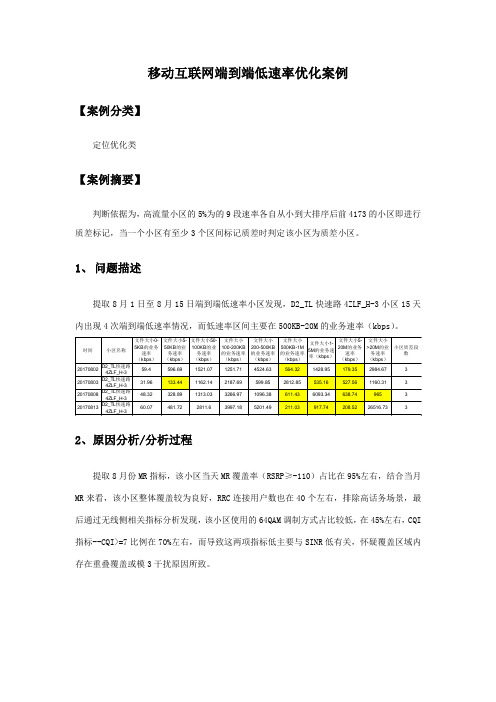 LTE移动互联网端到端低速率优化案例