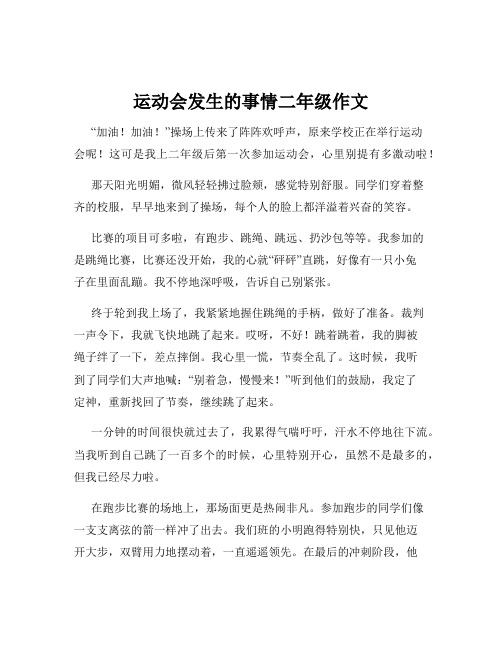 运动会发生的事情二年级作文