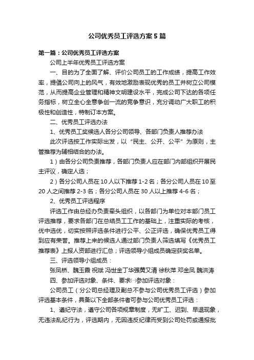 公司优秀员工评选方案5篇