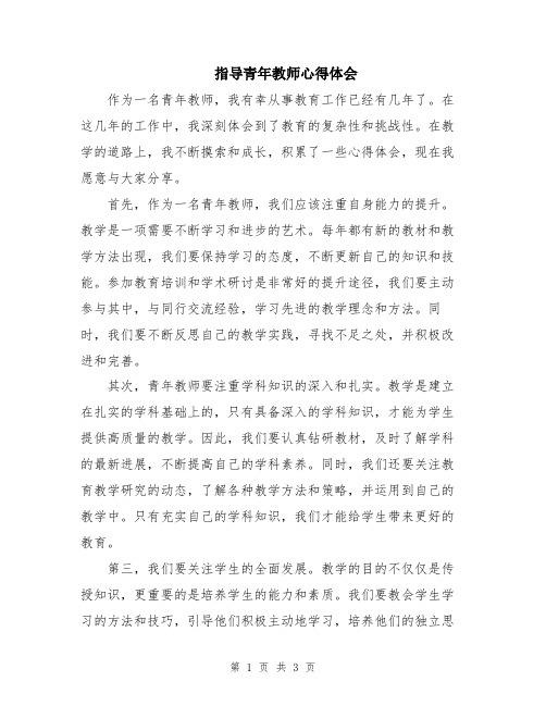 指导青年教师心得体会