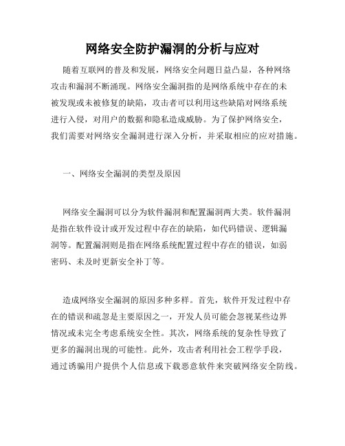 网络安全防护漏洞的分析与应对