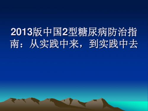 2013版中国2型糖尿病防治指南