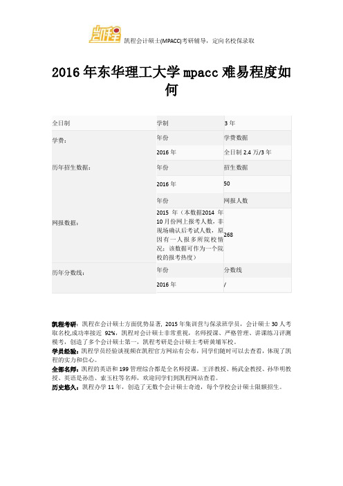 2016年东华理工大学mpacc难易程度如何