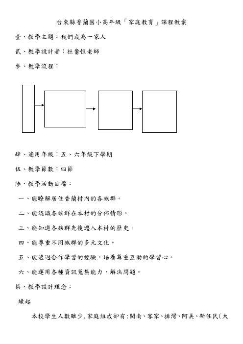 台东县香兰国小高年级家庭教育课程教案