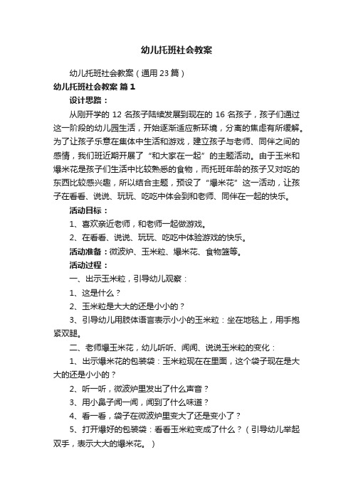 幼儿托班社会教案