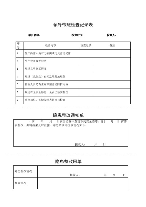 领导带班检查记录表