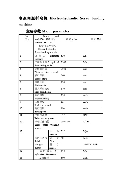 63T-2500 电液伺服折弯机参数