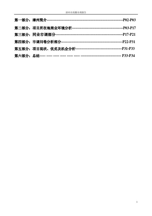 漳州商业商圈市调报告