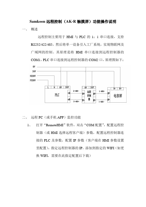 Samkoon远程控制(AK-R触摸屏)功能操作说明