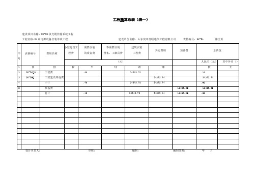 通信工程概预算表格