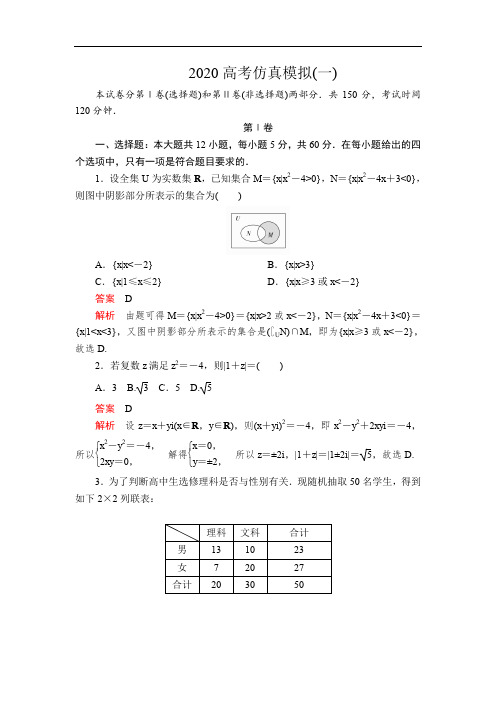 (理) 数学高考仿真模拟(一)(含答案)