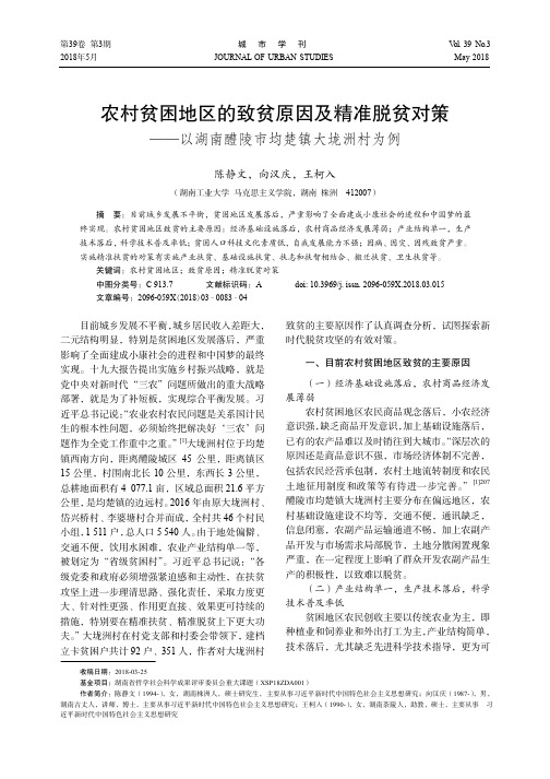 农村贫困地区的致贫原因及精准脱贫对策——以湖南醴陵市均楚镇大垅洲村为例