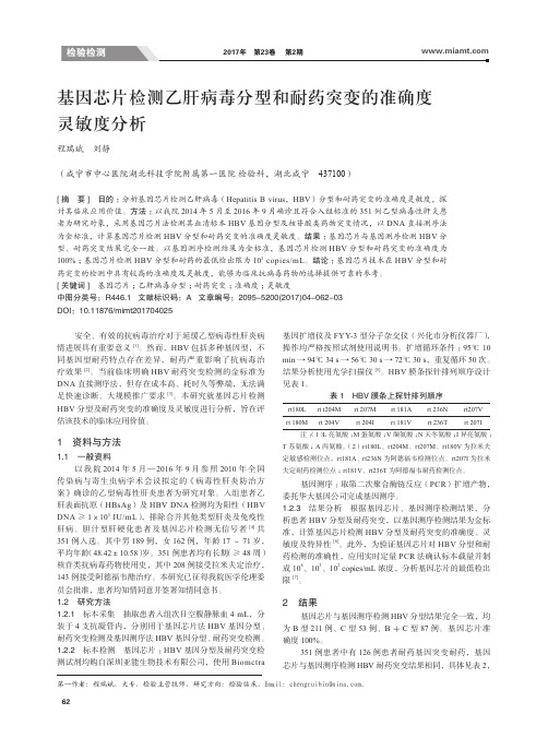 基因芯片检测乙肝病毒分型和耐药突变的准确度灵敏度分析