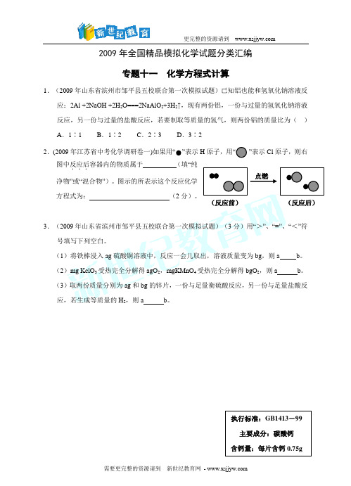 2009年全国精品模拟化学试题分类汇编 专题-12.doc