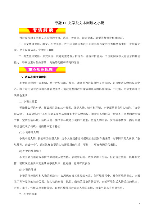 中学语文  文学类文本阅读之小说  教案