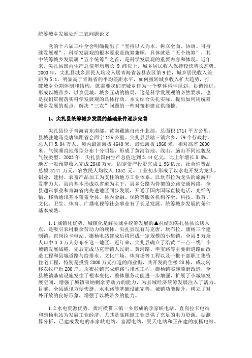 统筹城乡发展处理三农问题论文