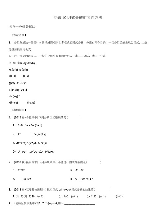 专题10因式分解的其它方法