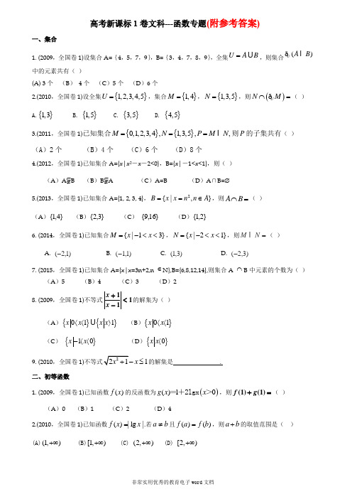 118全国高考新课标A卷文科数学复习专题2---函数专题118