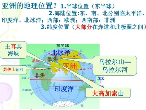 湘教版地理七年级下册第一单元亚洲欧洲非洲美洲复习课件