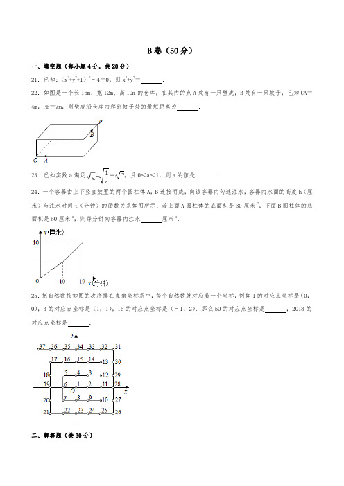 初中数学B卷必刷18：北师大八年级上数学期末B卷真题7