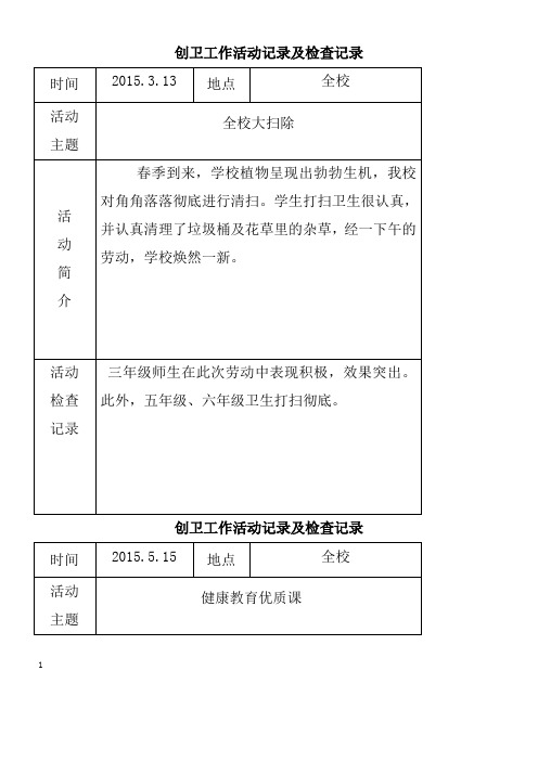 2014创卫工作活动记录及检查记录