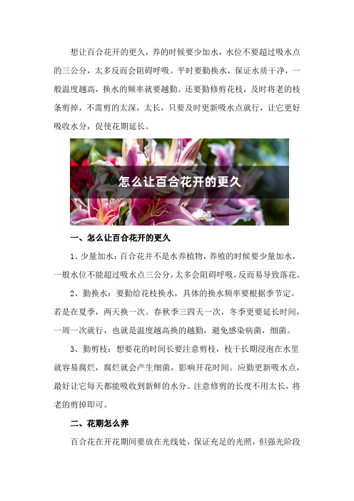 怎么让百合花开的更久,花期怎么养