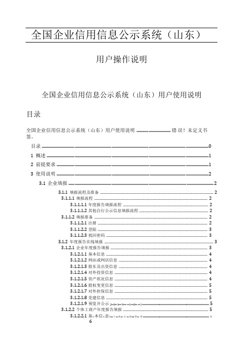 全国企业信用信息公示系统山东用户使用说明共12页word资料