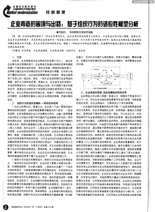 企业再造的困境与出路：基于组织行为的适应性模型分析