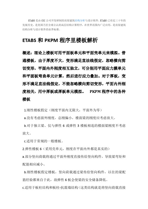 ETABS和PKPM程序里楼板解析