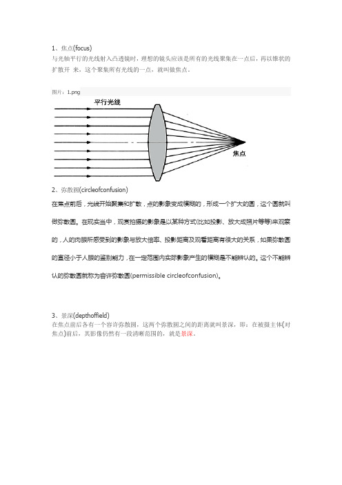 光学基础知识：焦点、弥散圆、景深 焦深