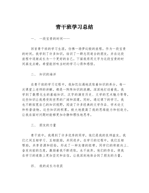 青干班学习总结