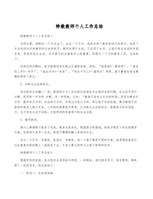 特教教师个人工作总结