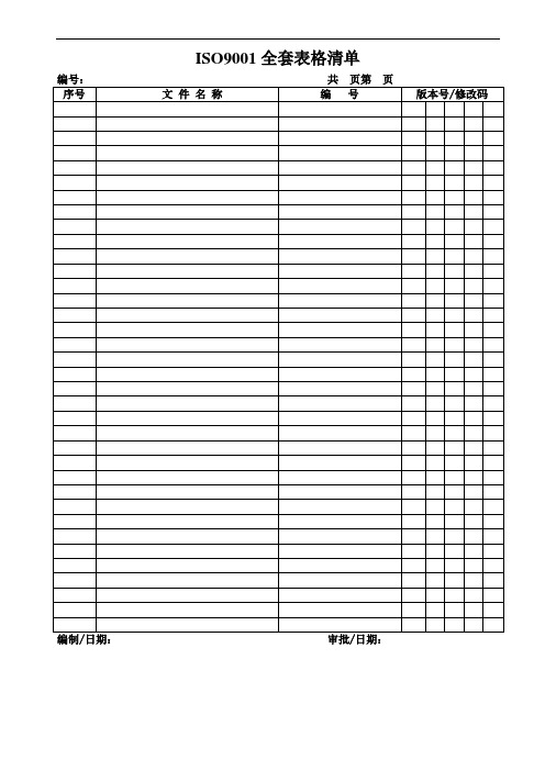 ISO9001全套表格清单