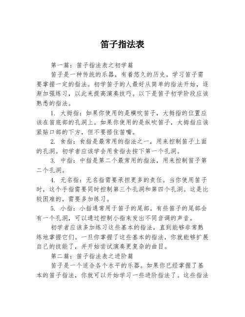 笛子指法表