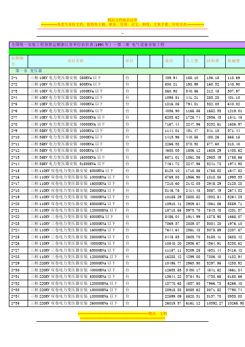 全国统一安装工程预算定额浙江省单位估价1