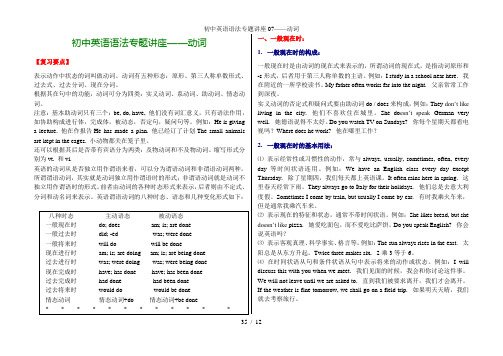 初中英语语法专题讲座07——动词