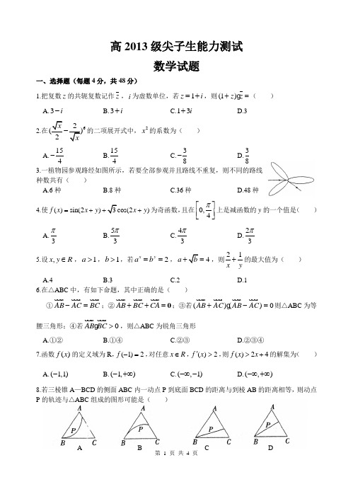 2013级清北班 数学题 Word 文档