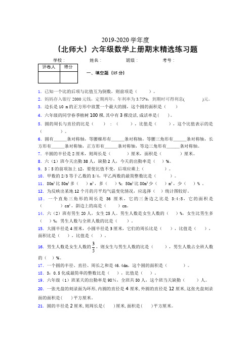 北师大六年级数学上册精选练习题 (1135)