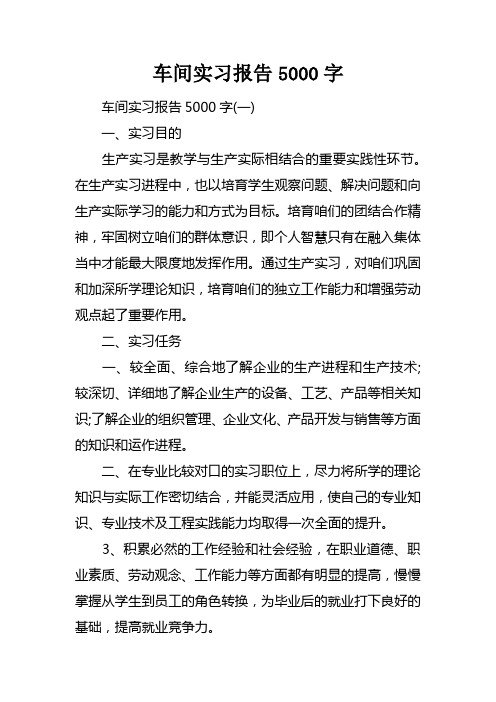 车间实习报告5000字doc