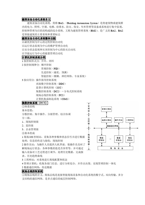 建筑设备自动化知识点