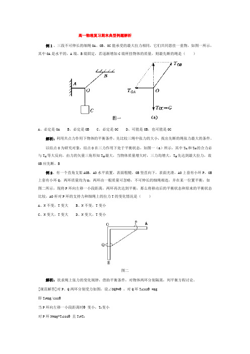 高一物理复习期末典型例题解析