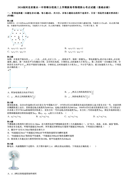 2024届河北省衡水一中邯郸分校高三上学期新高考物理核心考点试题(基础必刷)