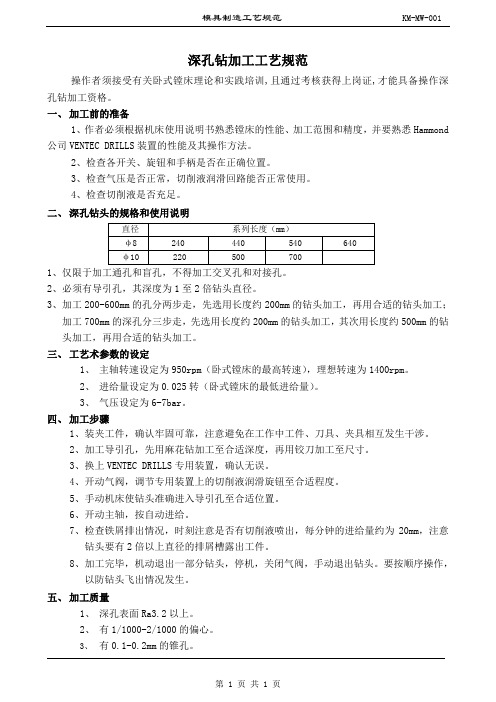 深孔钻加工工艺规范