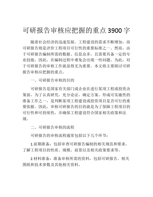 可研报告审核应把握的重点3900字